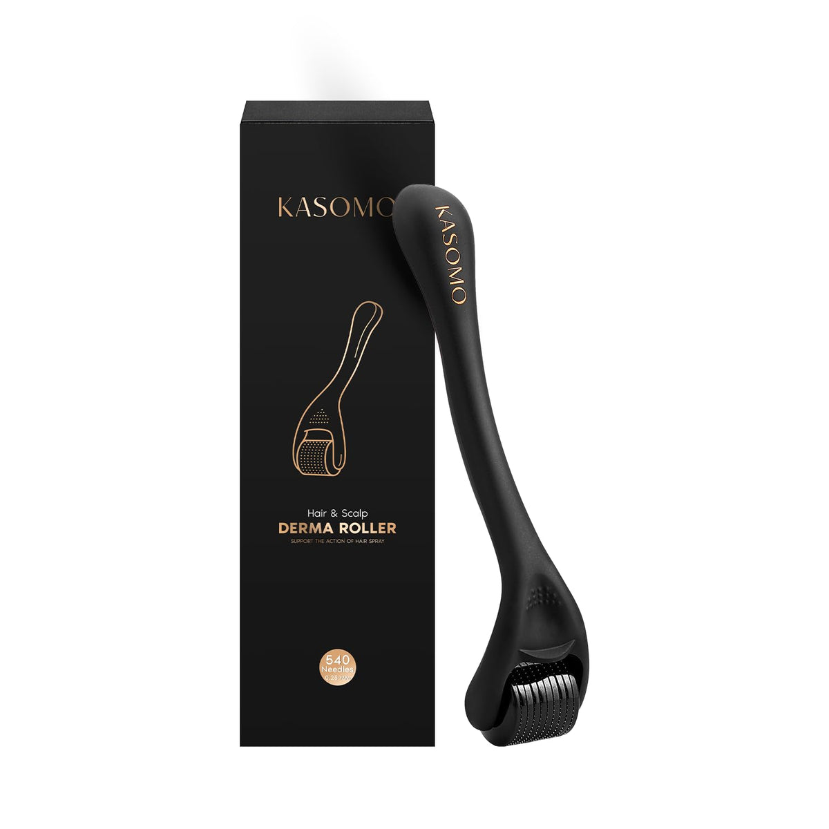 KASOMO Derma Roller for Hair Growth, 0.25mm Titanium Needles for Scalp & Skin Rejuvenation, Pain-Free Beard & Hair Regrowth, Thicker Hair, Elastic Skin, Collagen Boost & Fuller Hair Treatment.