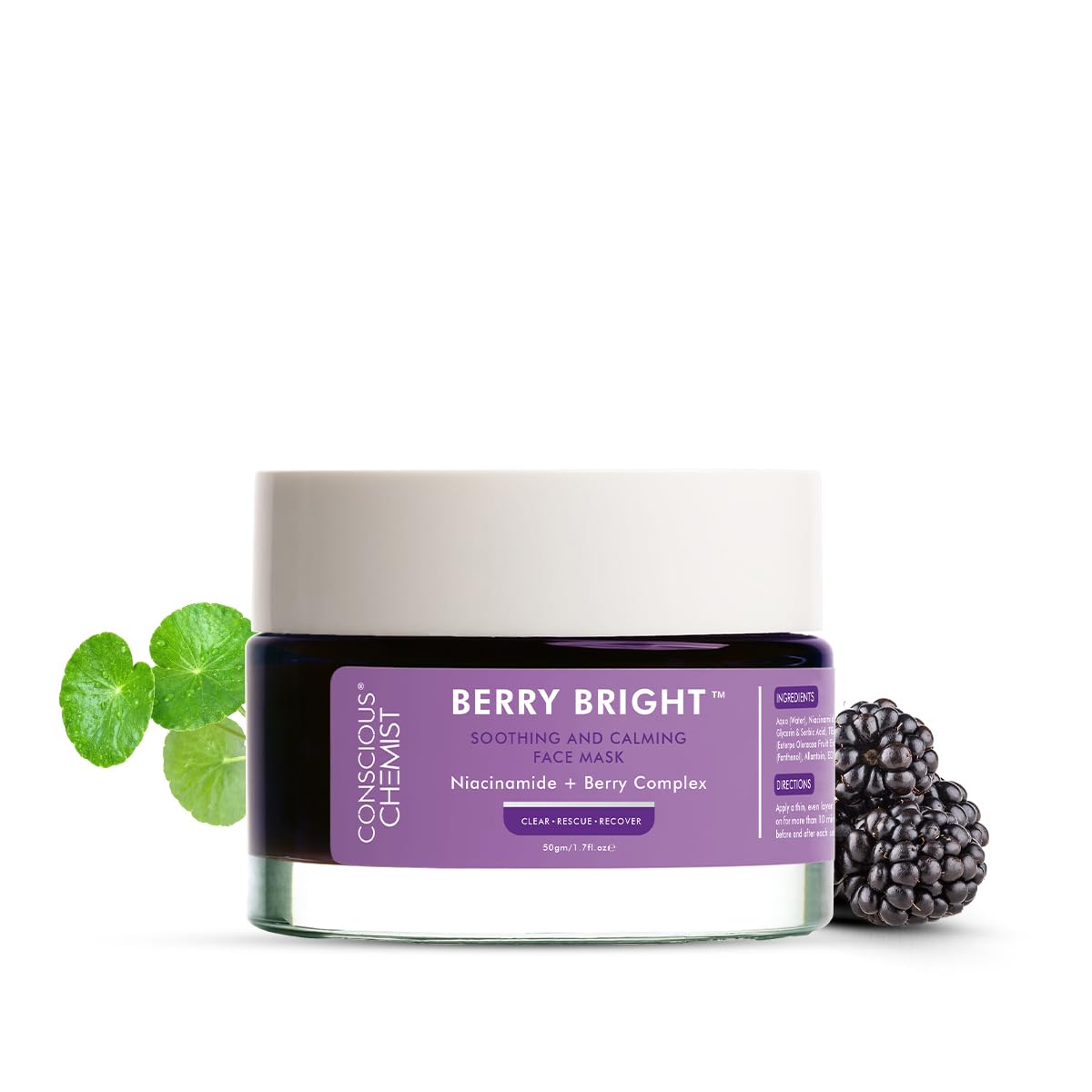 Conscious Chemist Pore Refining Face Mask For Bright and Clear Skin with Niacinamide & Berry Extracts | 50g