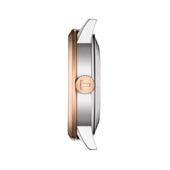 Tissot mens Classic Dream Stainless Steel Dress Watch Silver/Rose Gold T1294072203100