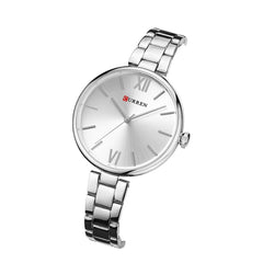CURREN 9017 Women Watch Quartz Movement Wrist Watch Simple Causal Gift for Women - Silver