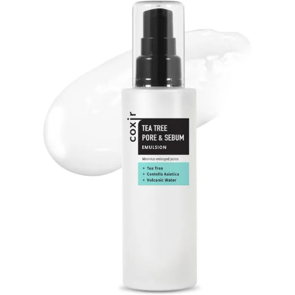 coxir Tea Tree Pore & SEBUM Emulsion for Oil Balance, Pore Minimizer, sebum Control Paraben Free, Cruelty Free, Korean Skin Care [100ml/3.38 fl.oz]