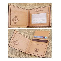 Mens PU Leather Wallet Clutch Bifold Money Clip Billhold - Light Coffee