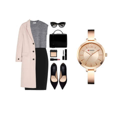 CURREN 9012 Women Watch Quartz Movement Wrist Watch Simple Causal Gift for Women - Gold