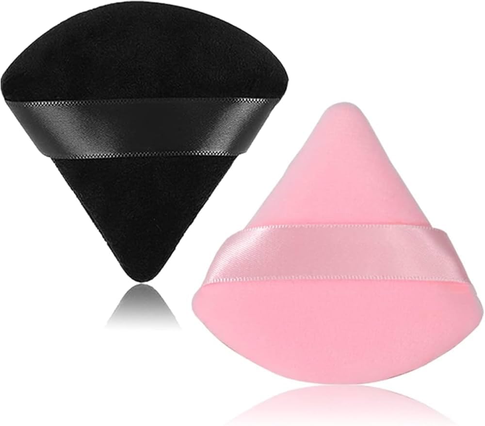 4 Pieces Powder Puff Triangle Face Makeup Cosmetic for Loose Powder Soft Body Washable Reusable Powder Puff Women Soft Triangle Makeup Puff Wedge Shape Face Body Triangle Makeup Puff Pure (Pink)