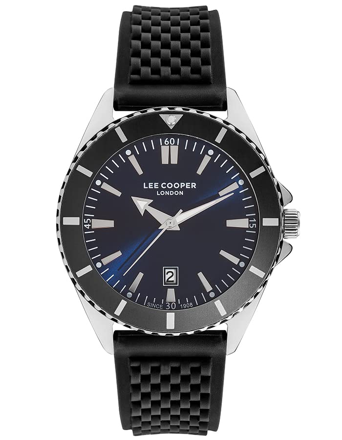 Lee Cooper Men's Quartz Movement Watch, Analog Display and Silicone Strap - LC07361.391, Black