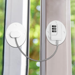ELECDON Window Safety Locks Self Adhesive Window Restrictors for UPVC No Drilling Window Locks Child Safety Pet Window Restrictor Kids Window Safety Restrictors Password for Childproof White 1 Pack