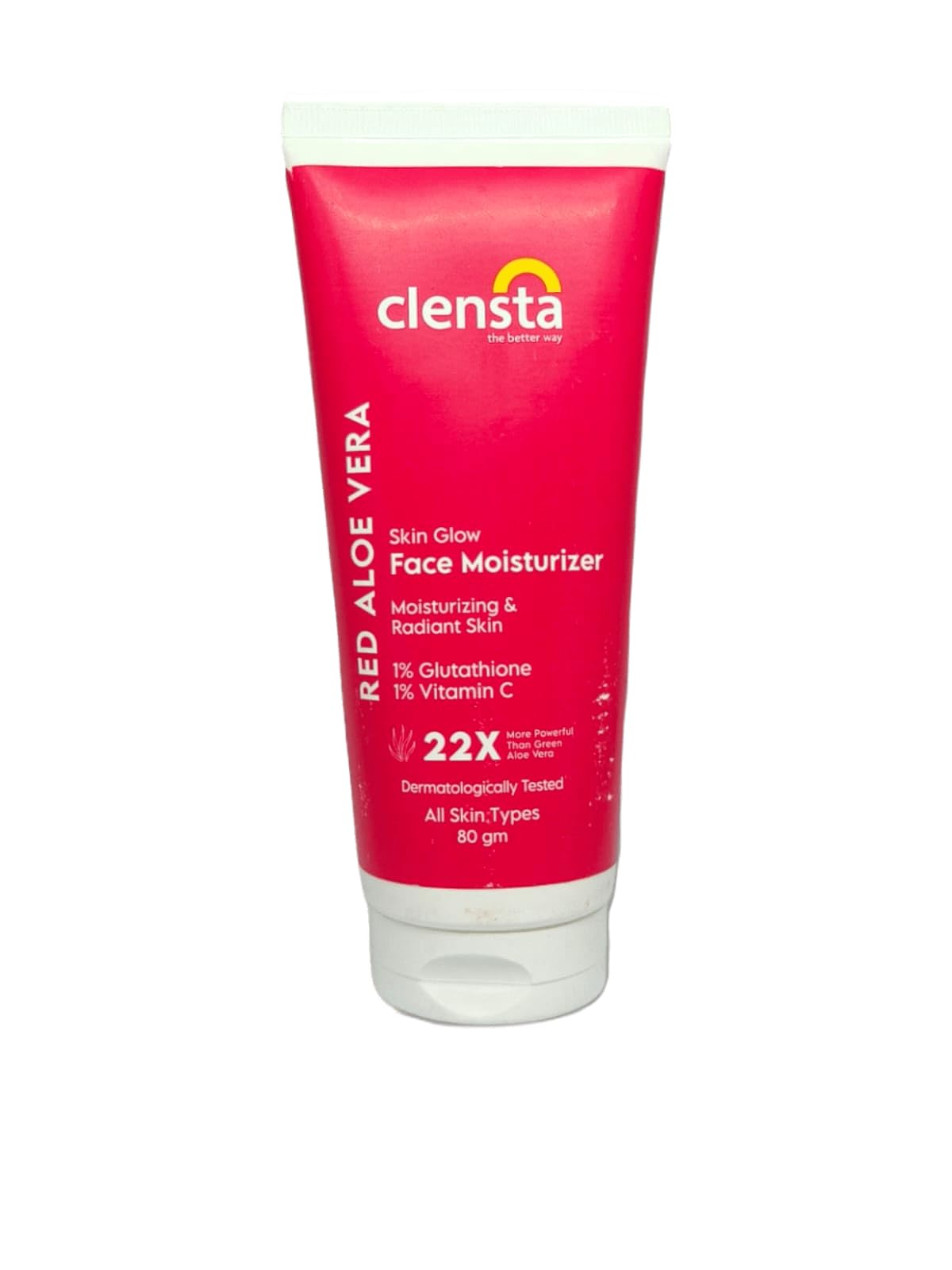 Clensta Red Aloe Vera Skin Glow Face Moisturizer With Red Aloe Vera & Vitamin C For Evens Skin Tone, Brightening & Glowing Skin For Men & Women - 80 Gm