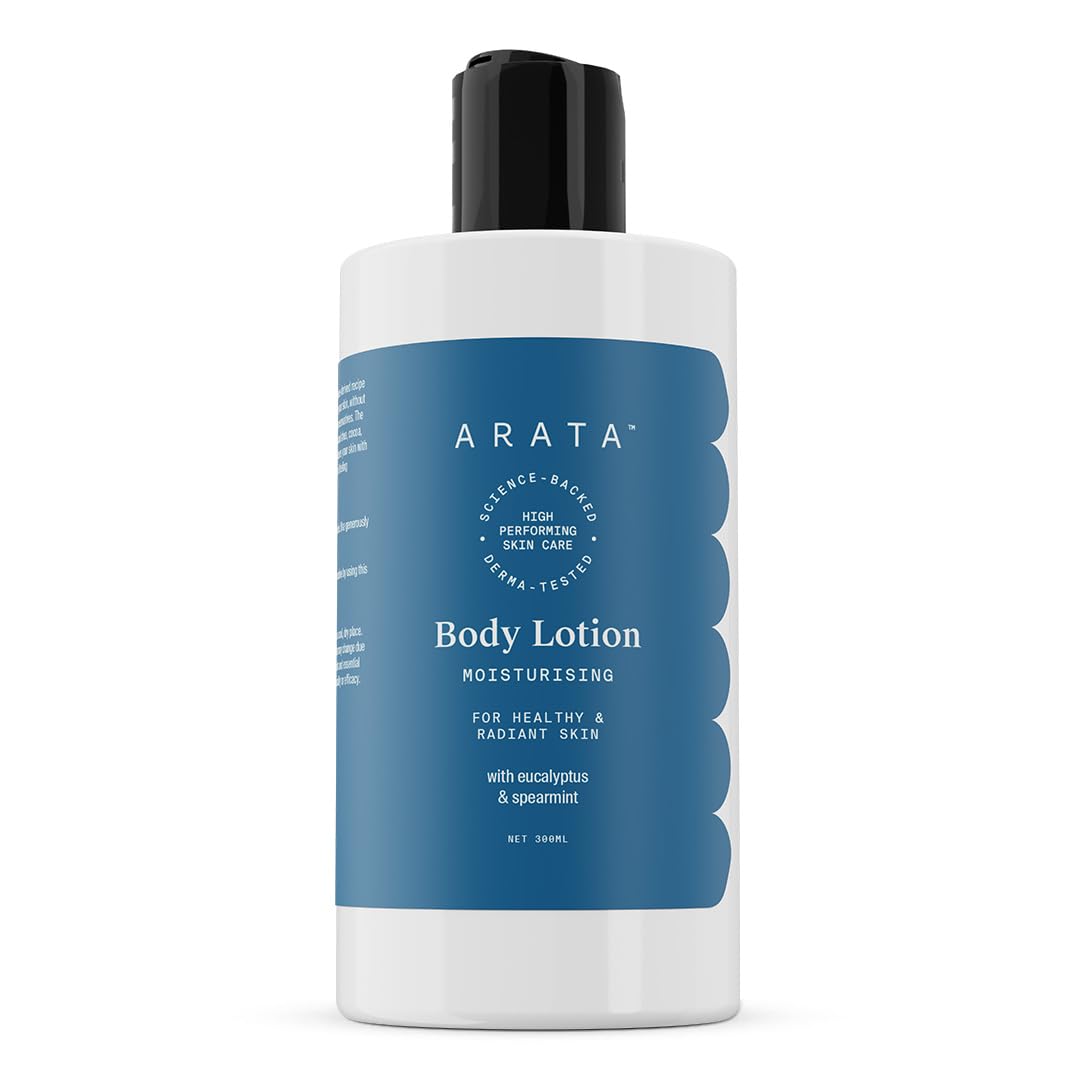 Arata Natural Moisturising Body Lotion (300 ml) | For Dry Skin | With Shea Butter, Cocoa Butter, Coconut Oil | For Women & Men | All Natural, Vegan & Cruelty Free | Intensive Nourishment | Rejuvenates & Soothes Dry Skin