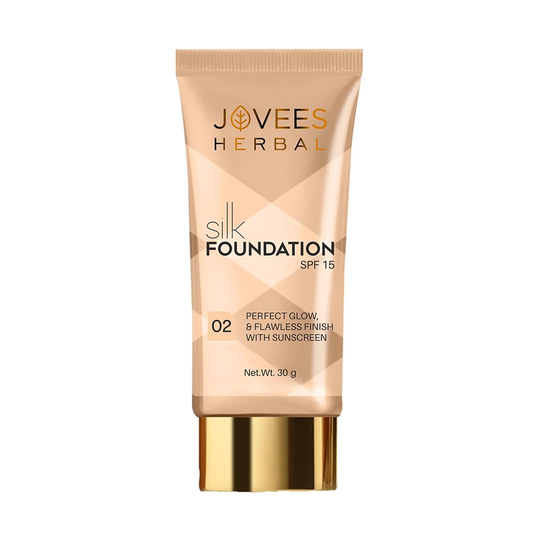 Jovees Natural Glow Silk Face Foundation (30g) Moisturizing | Flawless with Sunscreen (SPF 15) | Argan & Almond Oil | For All Skin Types