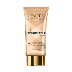 Jovees Natural Glow Silk Face Foundation (30g) Moisturizing | Flawless with Sunscreen (SPF 15) | Argan & Almond Oil | For All Skin Types