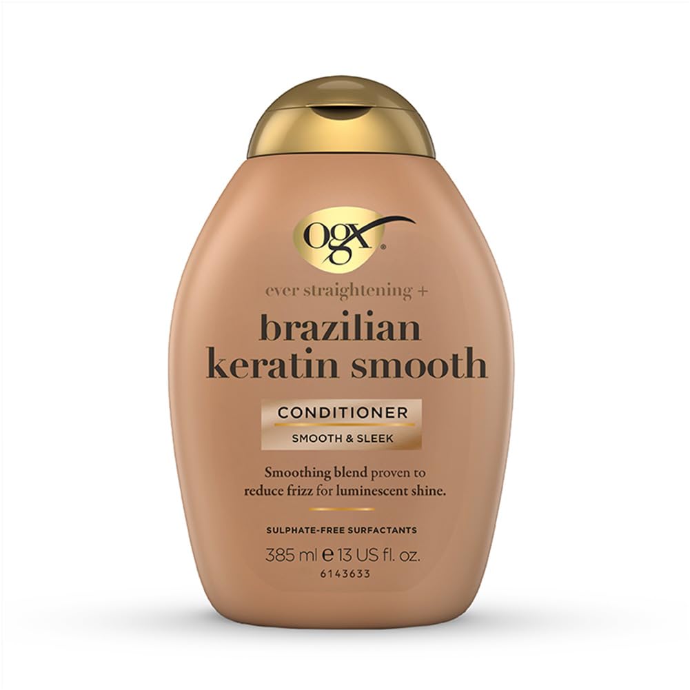 OGX Ever Straightening+ Brazilian Keratin Smooth Conditioner, Paraben-Free Hair Conditioner to Smooth and Straighten, Nourishing Formula for Frizz-Free, Shiny Hair - 385ml