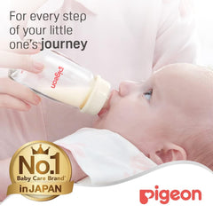 Pigeon Slim Neck Glass Bottle, Clear Cap, Ultra Soft Silicone Nipple, Anti-Colic, Durable & Long Lasting, BPA & BPS Free, White/Clear, 120ml