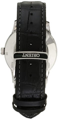Orient RA-AK0010B10B Classic Sun and Moon Automatic Leather Watch for Men, Black/Silver