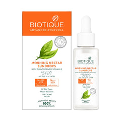 Biotique MORNING NECTAR SUNDROPS WITH PLANT DERIVED VITAMIN E 50+ SPF UVB PA+++ UVA All Skin Types Water Resistant-30ml