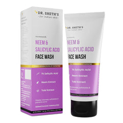 Dr. Sheth's Neem & Salicylic Acid Face Wash | Anti-Acne & Oil Control Face Cleanser | With 1% Salicylic Acid & Neem | Men & Women | 100 mL