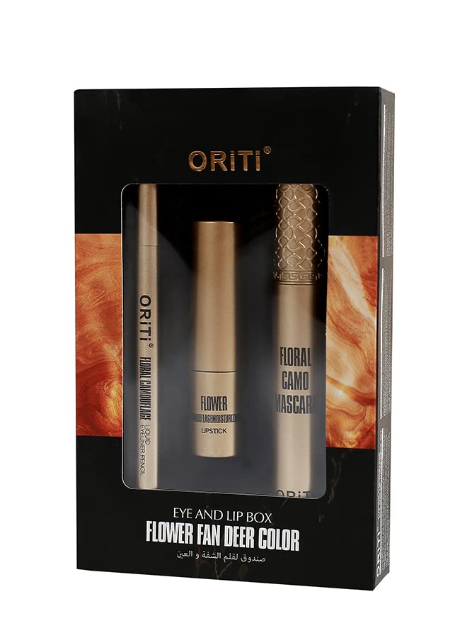 ORiTi Makeup Kit for Lip and Eye, 3 PCS set Lipstick Mascara and Eyeliner Waterproof Long lasting Natural Brows Looking