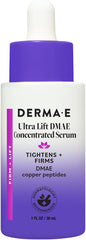 Derma E Ultra Lift DMAE Concentrated Serum – All Natural Skin Firming & Hydrating Serum with Copper Peptides and Resveratrol – Concentrated Facial Skin Care, 1oz