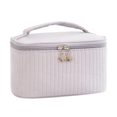 Makeup Bag Large Capacity Travel Cosmetic Bag - Portable & Waterproof Aesthetic Cosmetic Handbag, Makeup Brush Organizer for Women and Girls (Grey Green)
