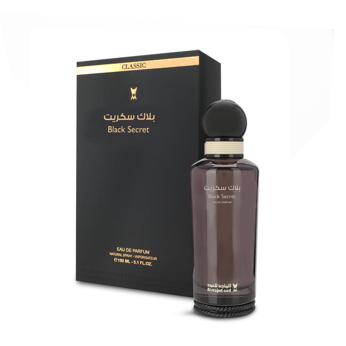 Almajed for Oud Black Classic Secret Eau de Parfum Spray for Unisex - 150 ml