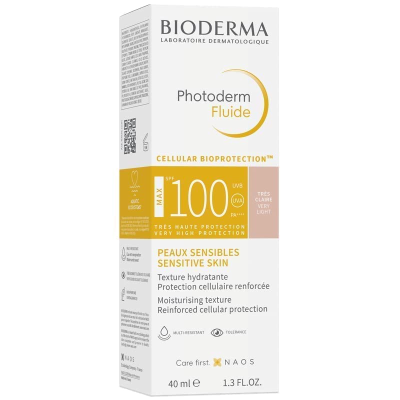 Bioderma Photoderm Max Fluide Face Sunscreen SPF 100 Very Light Tint, The maximum sensory protection Extreme conditions Sensitive skin - 40ml