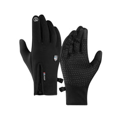 JZS Cycling Gloves, Winter Gloves Touch Screen Fingers Warm Gloves Insulated Anti-Slip Windproof Waterproof Cycling Riding Running Work for Men Women - Black