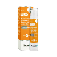 The Derma Co C-Cinamide Sunscreen SPF 50 Aqua Gel, with Vitamin C & Niacinamide, PA++++, Lightweight, No White Cast for Sun Protection & Glowing Skin - 50gm