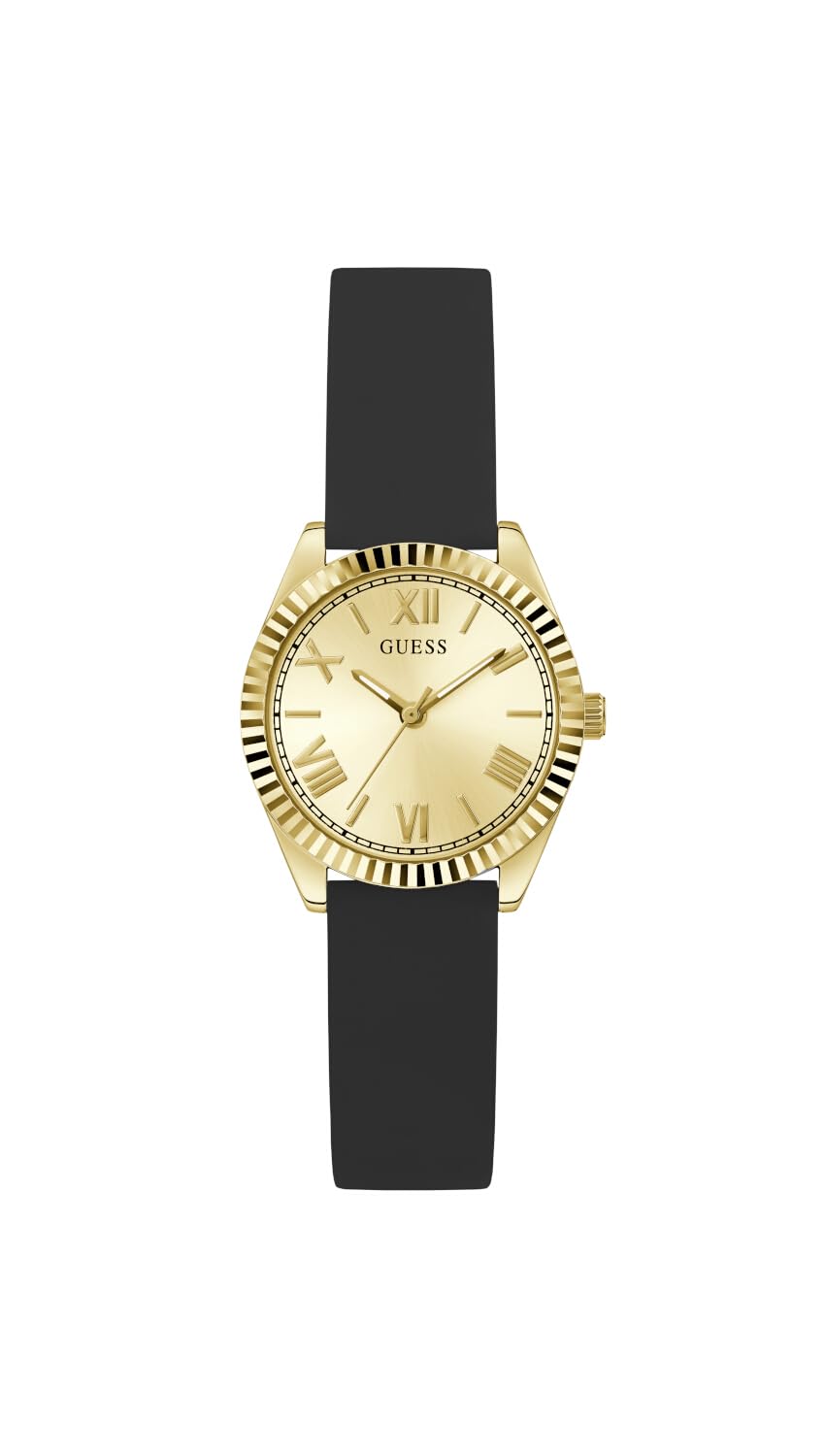 GUESS P GLD CS/SUN CHAMP DL/BLK SMTH SILICONE STRP