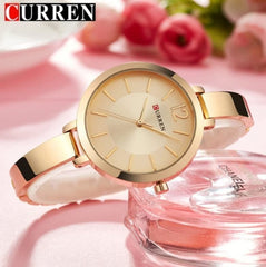 CURREN Ladies Analog Watch Gold Stainless Steel Case Gold Dial Gold Stainless Steel Bracelet