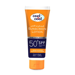 Cool & Cool Sunscreen Lotion SPF 50 - Highly Water Resistant, Broad-Spectrum UVA & UVB Protection, Prevents Skin Damage & Sun Allergies, Face & Body - 50ML