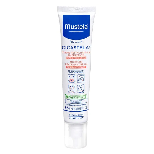 Mustela Cicastela Moisture Recovery Cream - Multipurpose Baby Ointment for Skin Discomfort - with Natural Avocado & Hyaluronic Acid - Fragrance-Free - 40ML