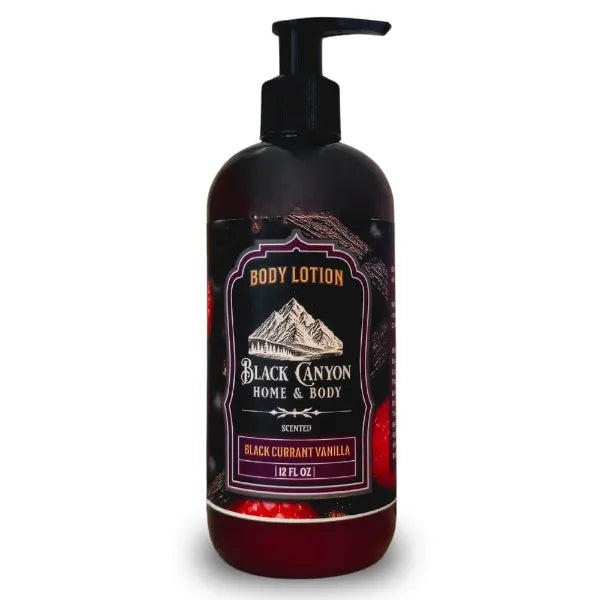 Black Canyon Home and Body Black Currant Vanilla Scented Body Lotion with Lanolin and Jojoba Oil, 12 Oz