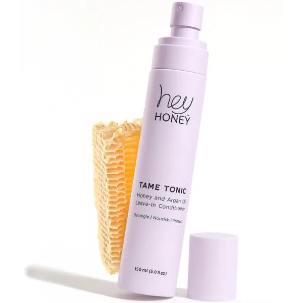 Hey Honey Tame Tonic Honey & Argan Oil Leave-In Conditioner Spray | Frizz‑Taming, Heat‑Protect & Shine‑Boost | Infused with Keratin & Bee Propolis, Sulfate & Paraben Free – 150 mL (5 oz)