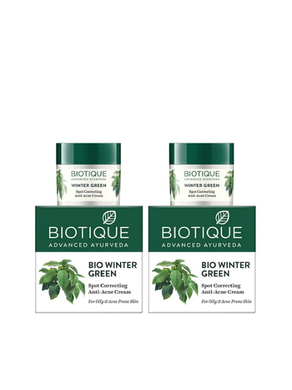 Biotique Bio Winter Green Spot Correcting Anti Acne Cream - 15g (Pack of 2)