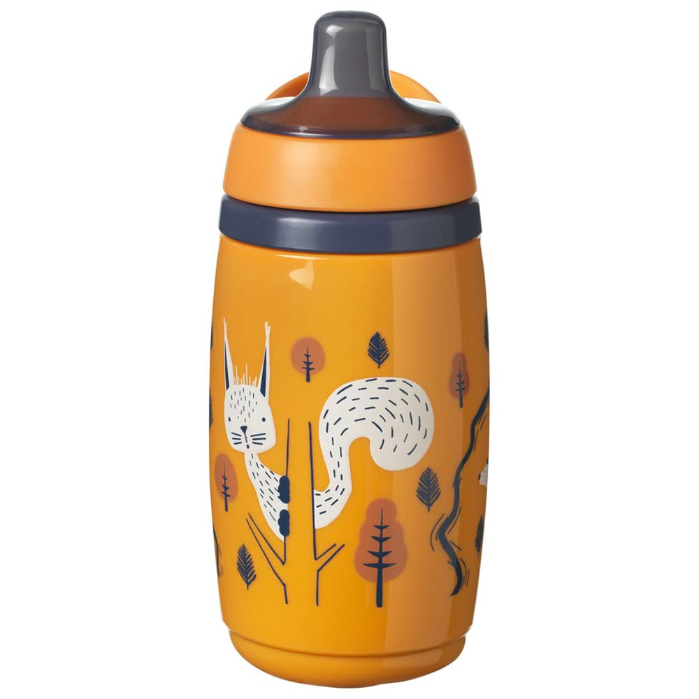 Tommee Tippee Insulated Sportee Water Bottle, Water Bottle for Babies with INTELLIVALVE Leak and Shake-Proof Technology and BACSHIELD Antibacterial Technology, 12m+, 266ml, Pack of 1, Orange