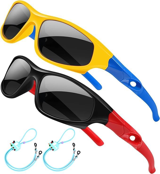Flexible Kids Sunglasses Polarized Sports Sun Glasses Girls Boys Shades with Straps UV400 Protection Eyewear for Age 2-10