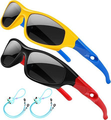 Flexible Kids Sunglasses Polarized Sports Sun Glasses Girls Boys Shades with Straps UV400 Protection Eyewear for Age 2-10