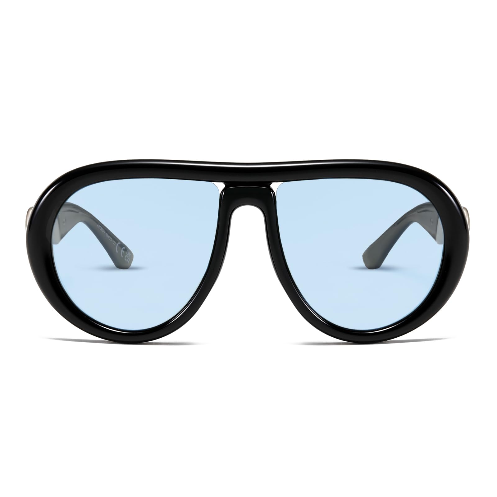 Oversized Trendy Polarized Pilot Sunglasses for Women Men Retro Oval Flat Top Frame Curved Metal Designer Eyewear