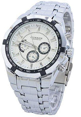 Curren fashion Watch For Men Analog Stainless Steel - 8084 - Silver