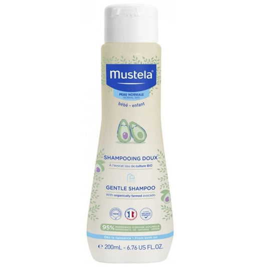 Mustela Baby Gentle Shampoo with Natural Avocado - Hair Care for Kids of all Ages & Hair Types - Tear-Free & Biodegradable Formula 200ml