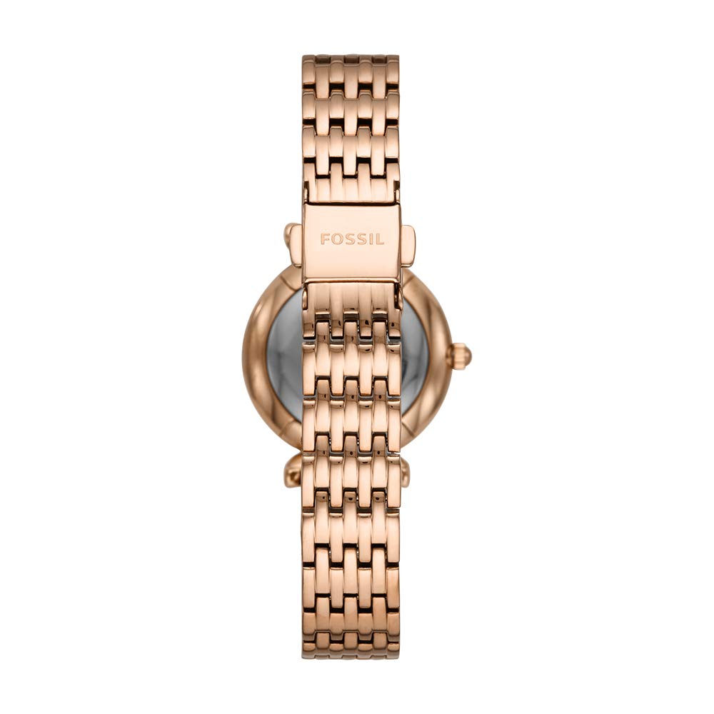 Fossil Women's Carlie Mini Quartz Stainless Three-Hand Watch, Color: Rose Gold/Navy (Model: ES4522)