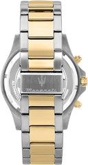 Maserati Men's Sfida Chronograph Wrist Watch, Blue Dial, Silver/Gold Strap, 44 mm Case