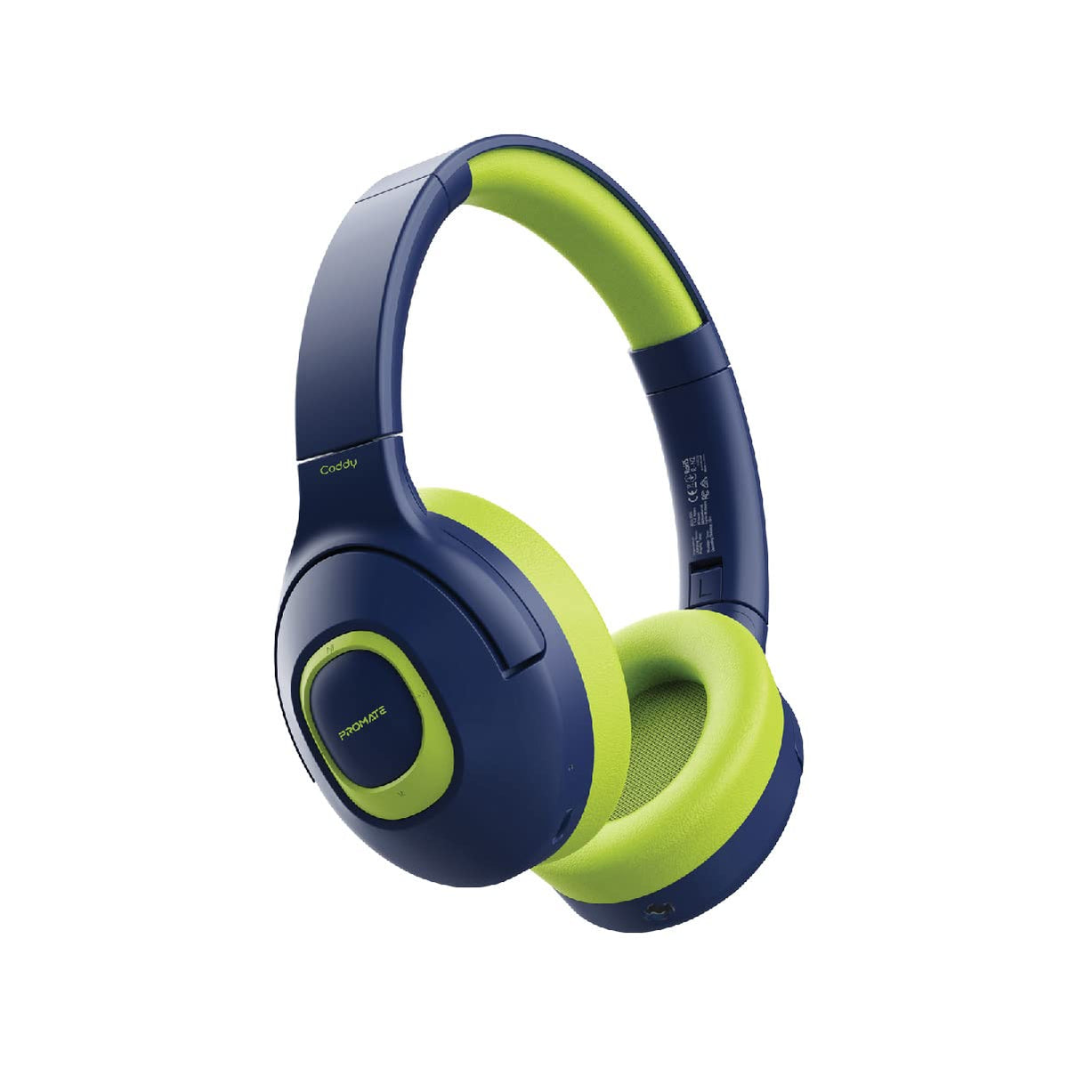 Promate Wireless Headphones for Kids, High-Fidelity Foldable Wired/Wireless Headphones with Adjustable 85dB to 93dB Safety Volume Limit, AUX Sharing Port, Built-in Dual Microphones and 20 Hours Playtime - EMERALD