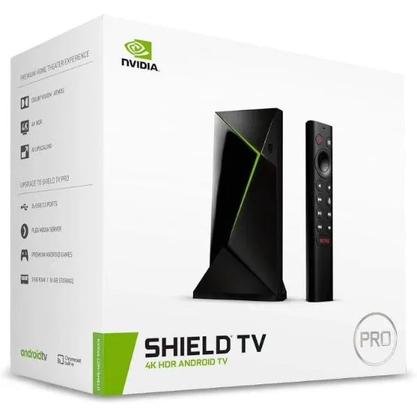 NVIDIA Shield Android TV Pro | 4K HDR Streaming Media Player High Performance, Dolby Vision, 3GB RAM, 2X USB, Works with Alexa, Model:945-12897-2500-101