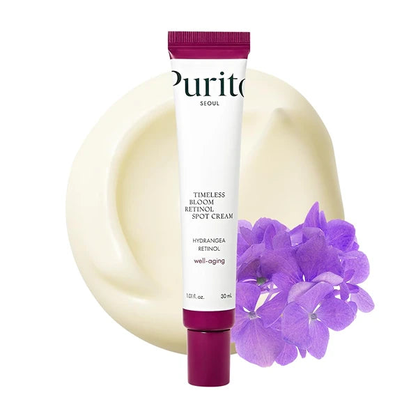 Purito Seoul Timeless Bloom Retinol Spot Cream, Korean Jeju Hydrangea, for Sensitive Skin, Retinol Cream, Wrinkle Reduction, Anti Aging Face Cream, K-Beauty, 30ml 1fl.oz