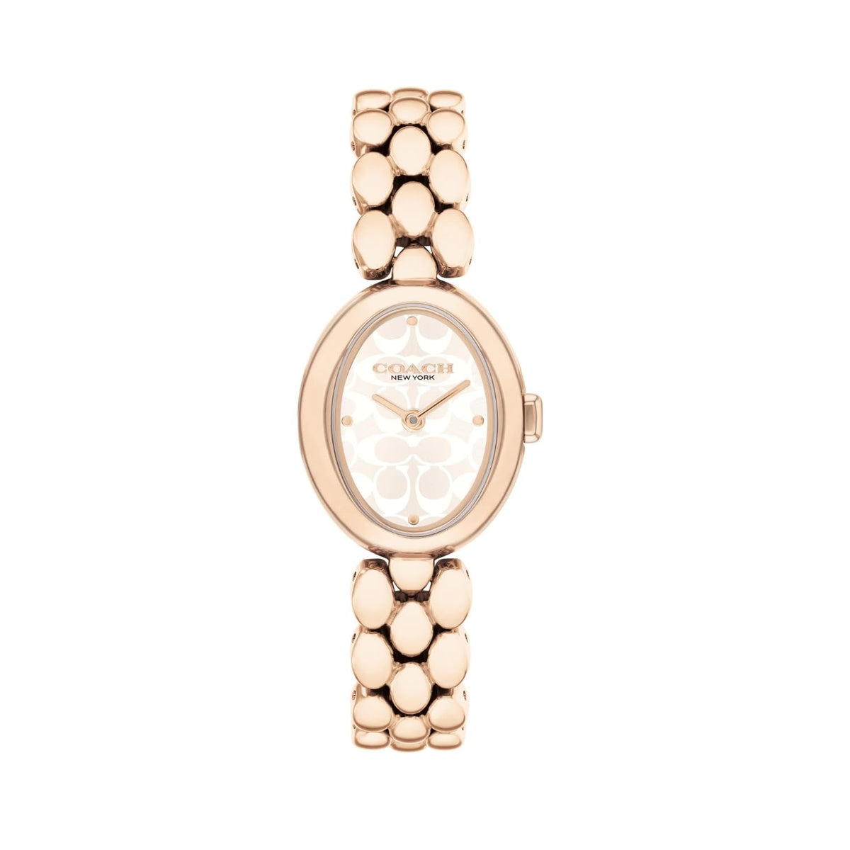 COACH WOMEN'S SILVER WHITE DIAL IONIC PLATED CARNATION GOLD STEEL BRACELET WATCH - 14504418