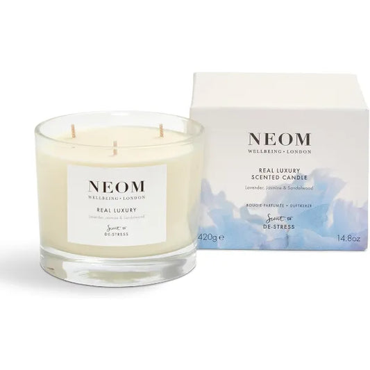 NEOM - Candle, 3 Wick | Lavender, Jasmine & Sandalwood | Scented Candles for Home | Luxury Aromatherapy Candles | Essential Oil Candles | Tranquil & Relax | Signature De-Stress Scent
