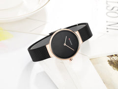 CURREN Original Women's Girls Sports Waterproof Stainless Steel Quartz Wrist Watch, Rose Gold All Black