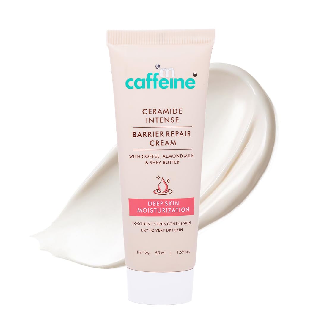 MCaffeine Ceramide Intense Barrier Repair Cream with Coffee, Almond Milk & Shea Butter, Deep Skin Moisturization - 50 ml