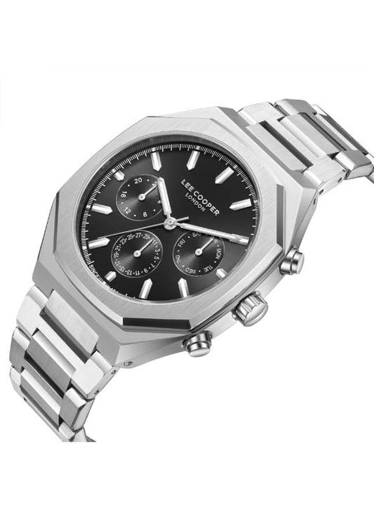 Lee Cooper Men's Watch, Multi Function Display and Metal Strap - LC08045.350, Silver