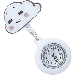 KASTWAVE Retractable Nurse Fob Watch, Luminous Clip-on Hanging Lapel Pocket Watches with Cute Flower Pattern, Pointer Glow in Dark for Nurses Doctors Paramedics